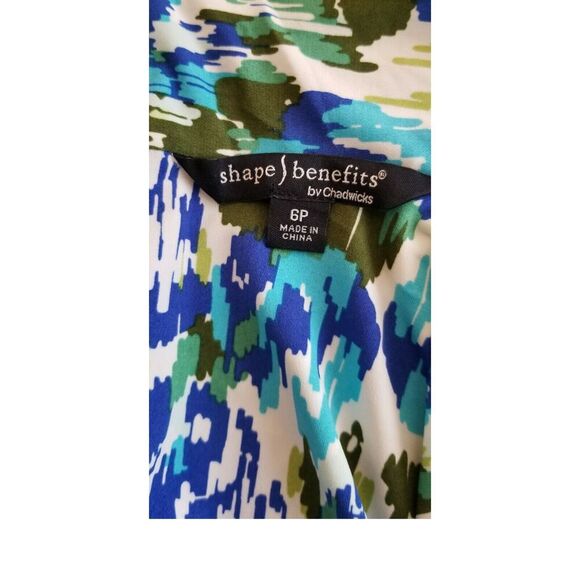 Shape Benefits by Chadwicks 3/4 Sleeve V-Neck Multicolor Floral Wrap Dress 6P - Picture 8 of 8